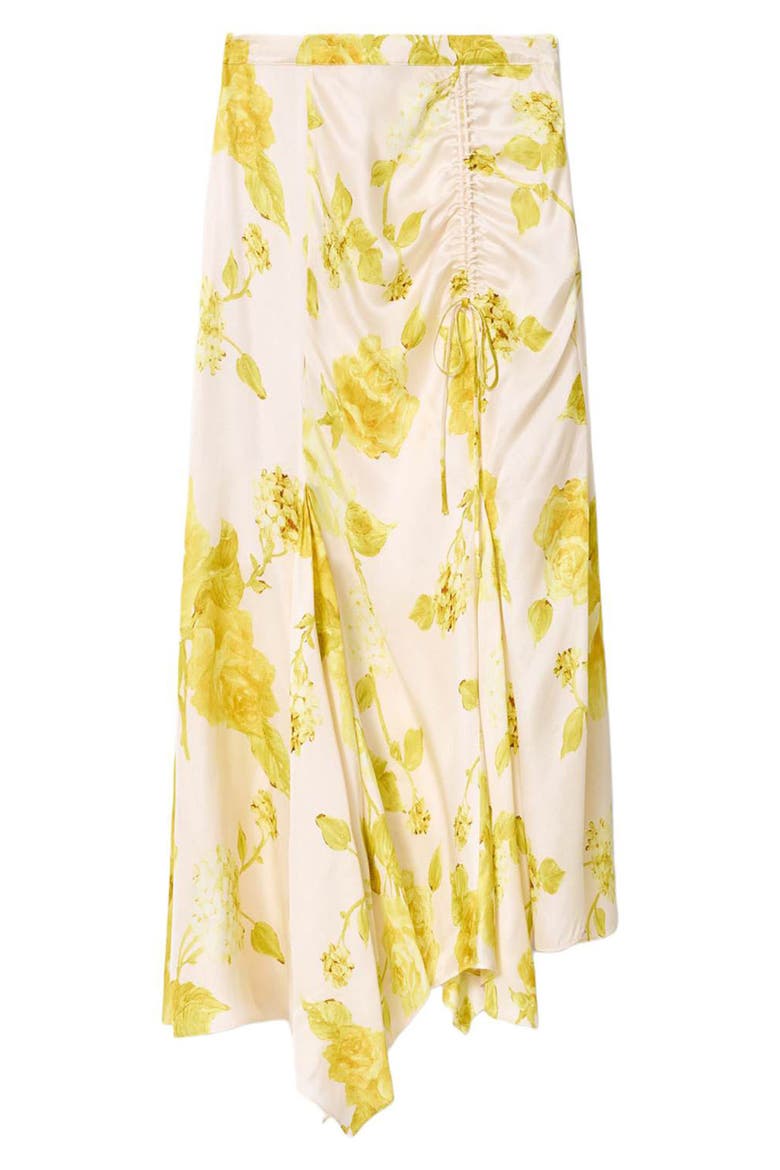 Kathy Satin Floral Midi Skirt, Alternate, color, FLEURZ YELLOW