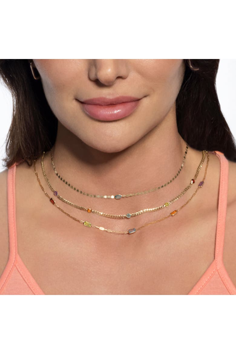 Rainbow Gemstone Paperclip Necklace, Alternate, color, Rainbow