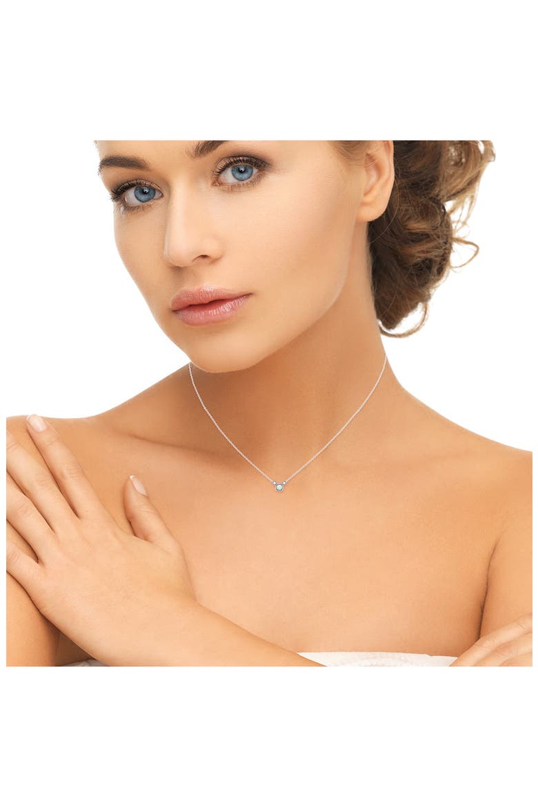 La Vie Cushion Cut Opal & Diamond Pendant Necklace - 0.04ct., Alternate, color, 14K WHITE GOLD