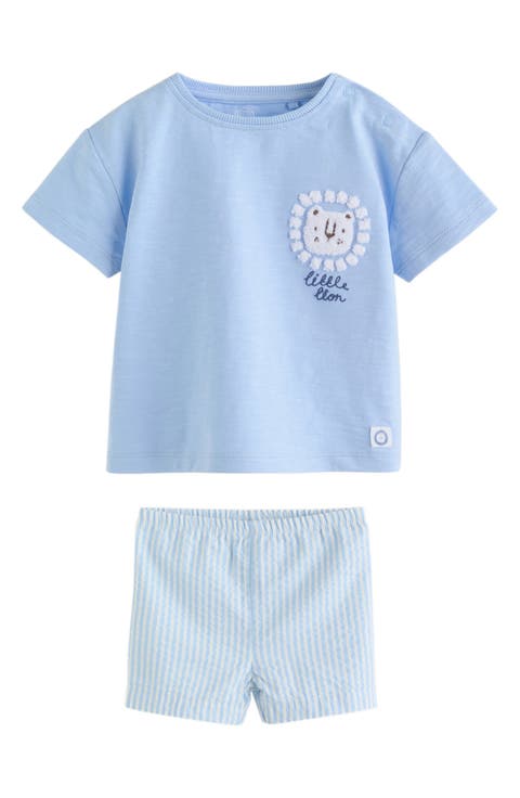 Little Lion Cotton T-Shirt & Seersucker Shorts Set (Baby)