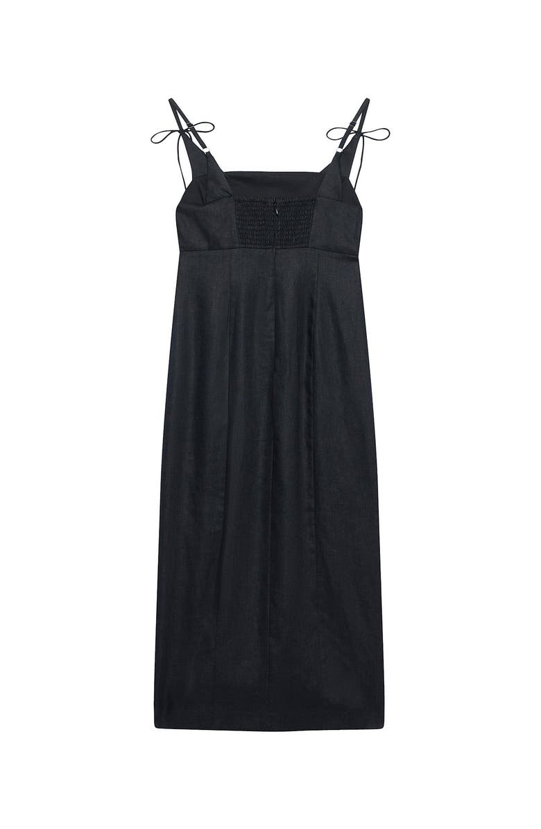 MINT VELVET Linen Bow Detail Midi Dress, Alternate, color, Black