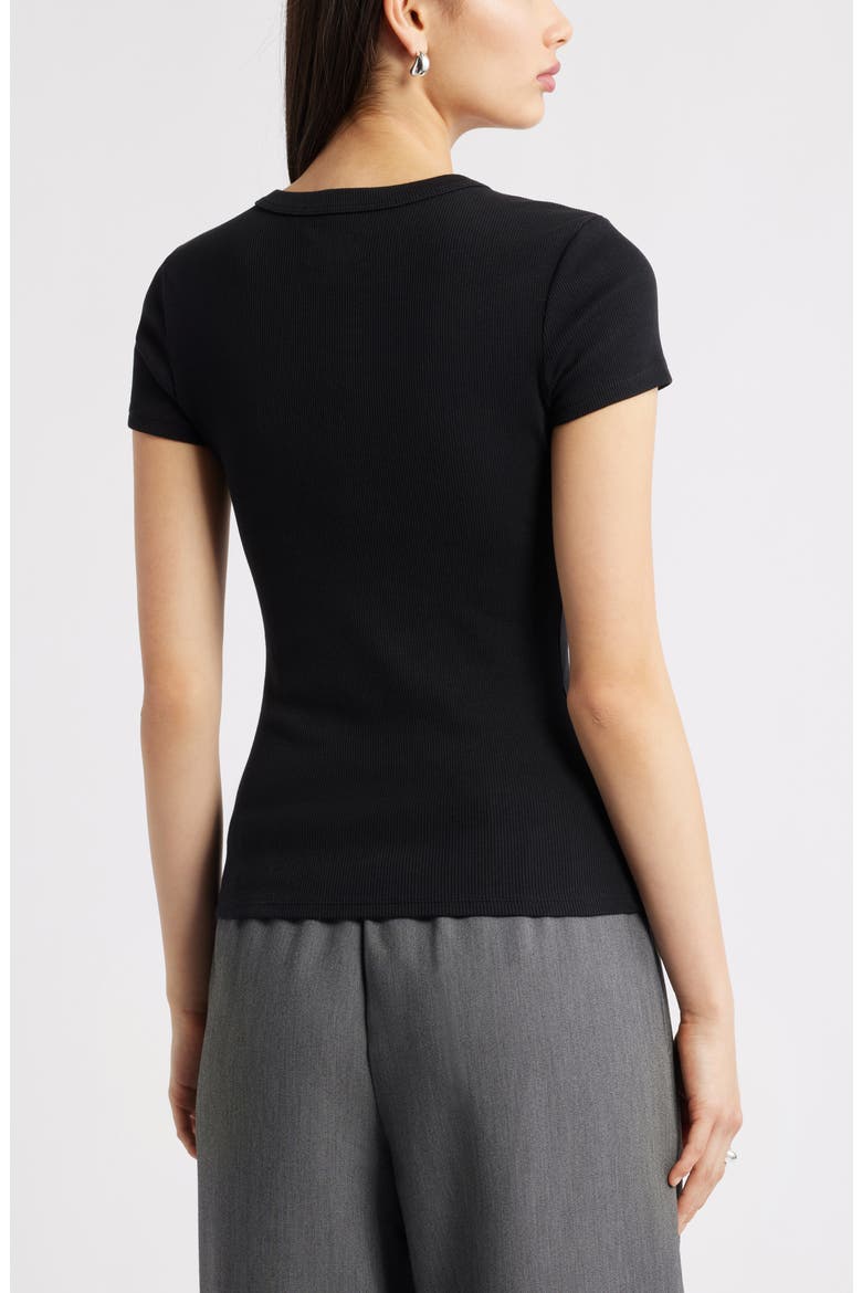 Rib Short Sleeve Shirt, Alternate, color, BLACK