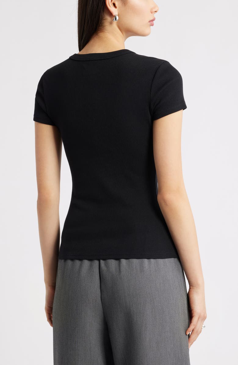 Open Edit Rib Short Sleeve Shirt, Alternate, color, Black