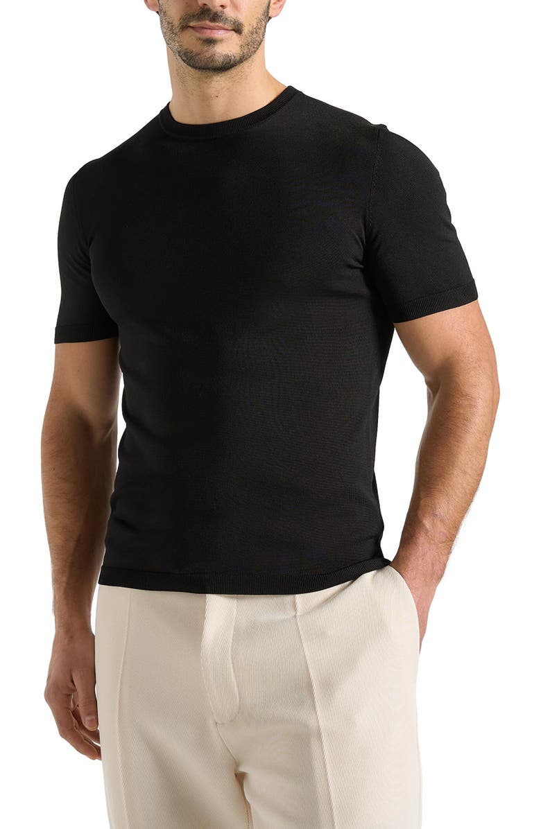 Manière De Voir Ellis Luxe Knitted T-Shirt, Alternate, color, Black