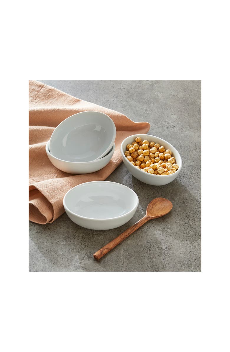 tag Whiteware Round Bowl Set of 4 Porcelain Dinnerware, Alternate, color, White