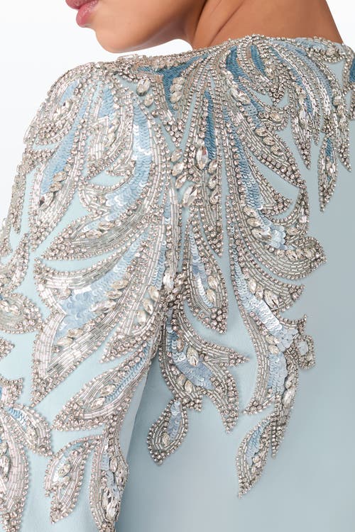 Jenny Packham Satin Embellished Versalilles Jacket In Blue