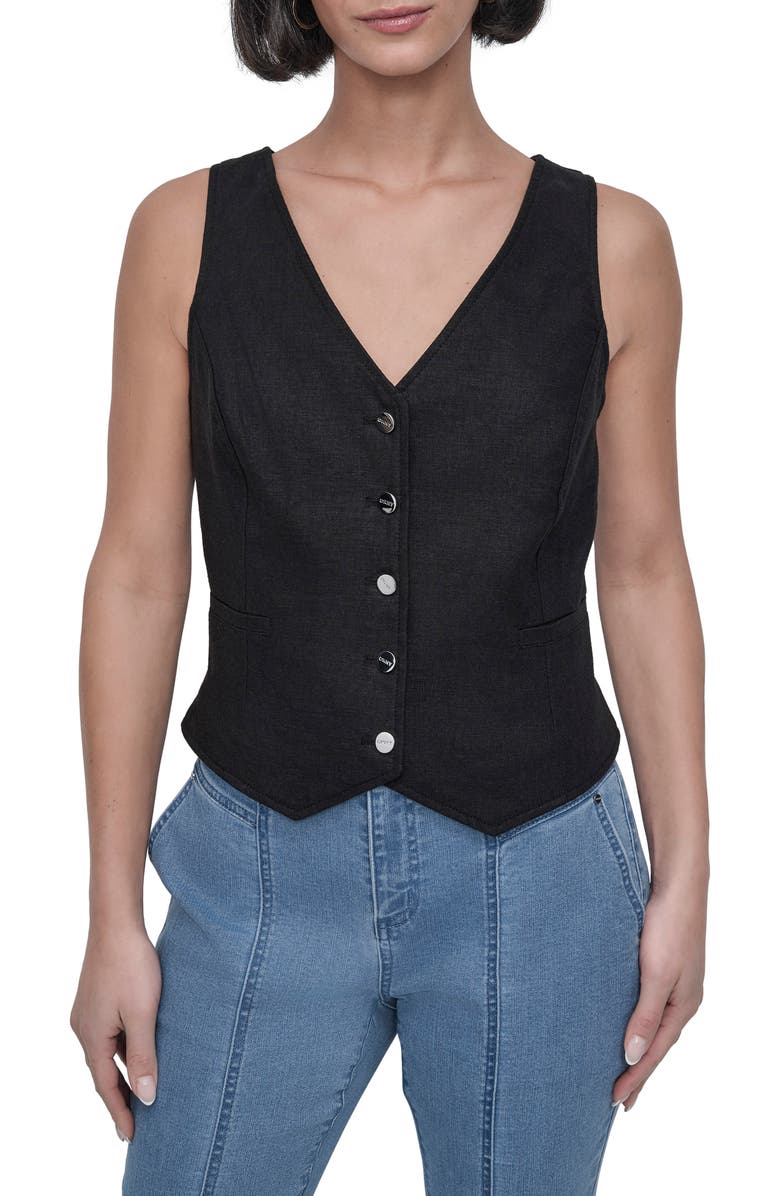 DKNY Linen Blend Vest, Main, color, 