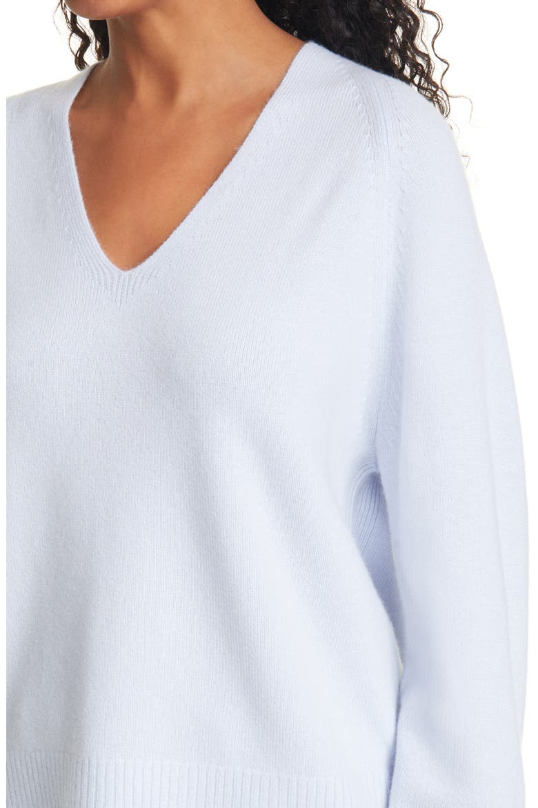 V-Neck Ribbed Wool & Cashmere Blend Sweater, Alternate, color, POWDER BLUE