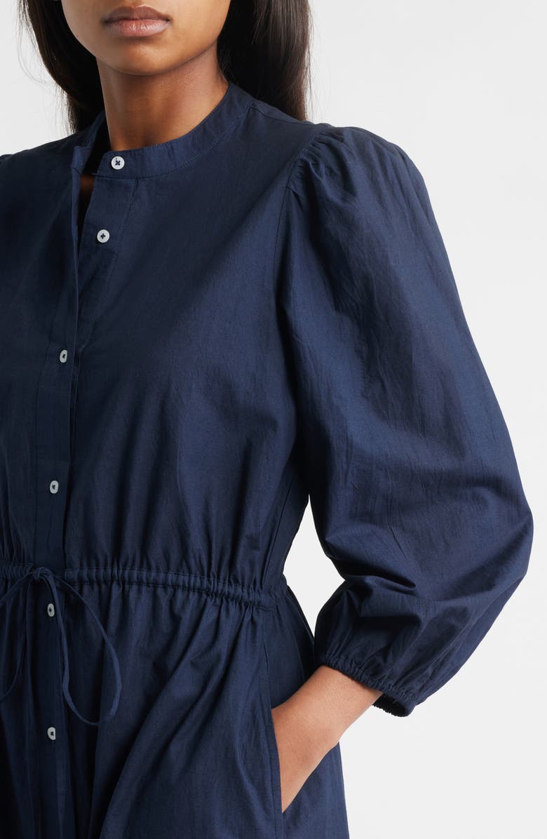 Julia Jordan Tie Waist Long Sleeve Cotton Midi Dress, Alternate, color, Navy