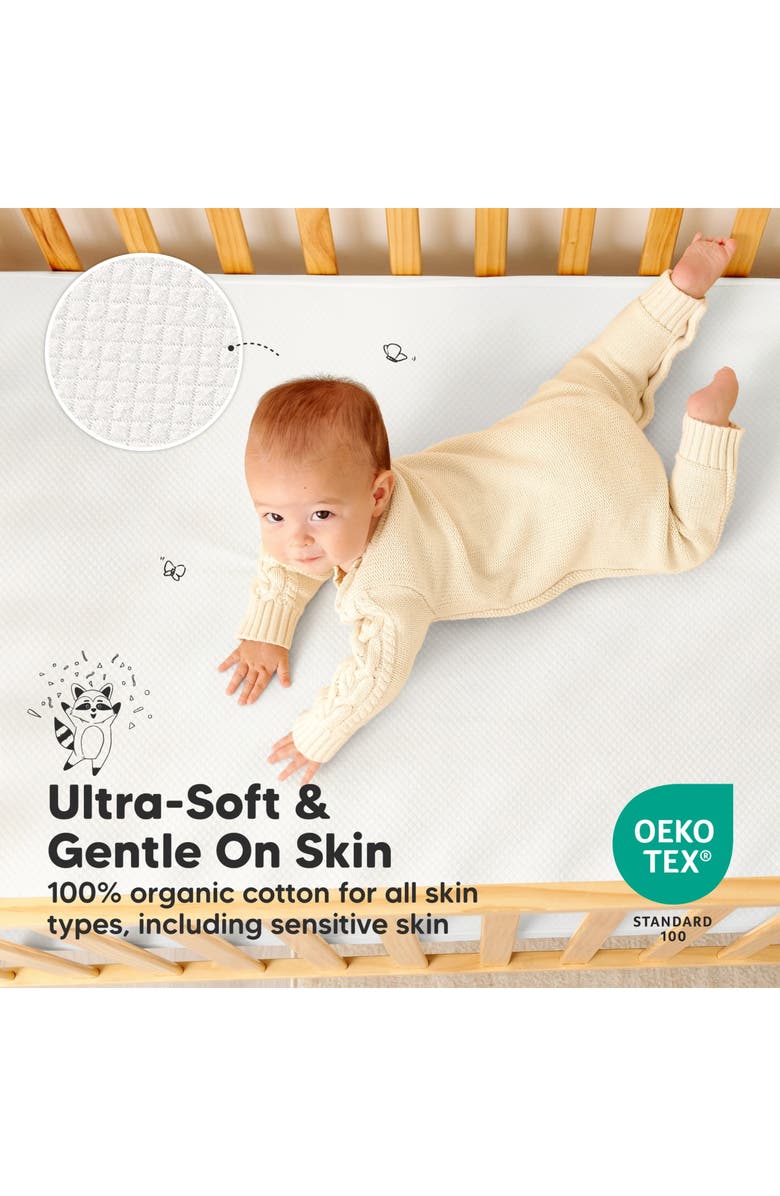 KeaBabies 2-Pack Quin Protect+ Waterproof Crib Mattress Protector, Alternate, color, Soft White