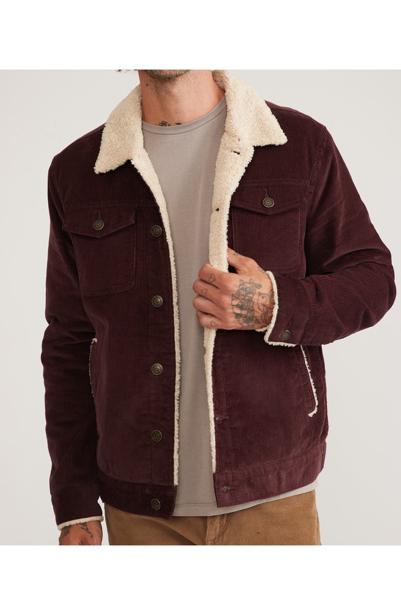 Marine Layer Boise Corduroy & Faux Shearling Trucker Jacket, Alternate, color, 