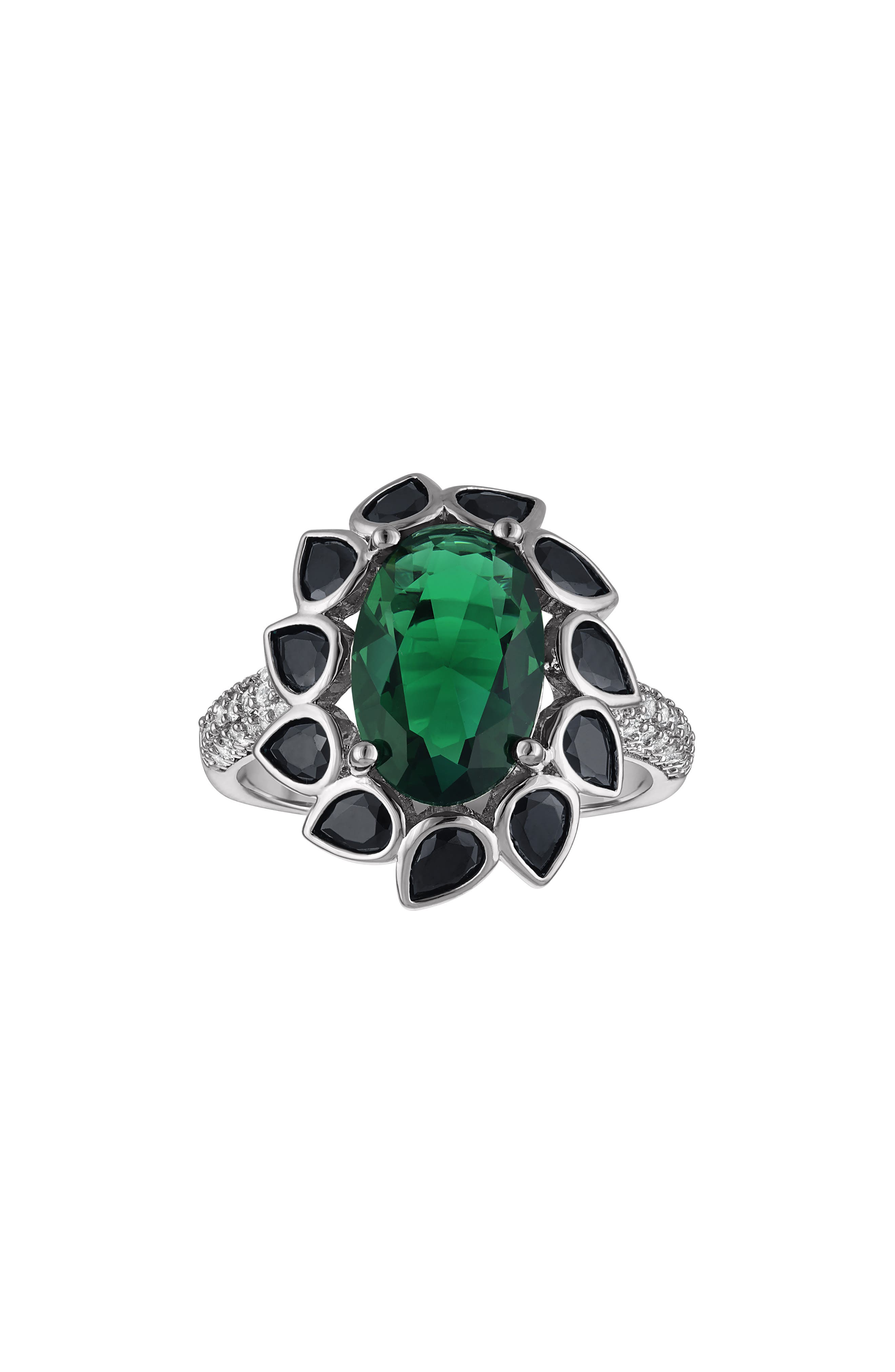 Emerald and Black Spinel Statement Ring