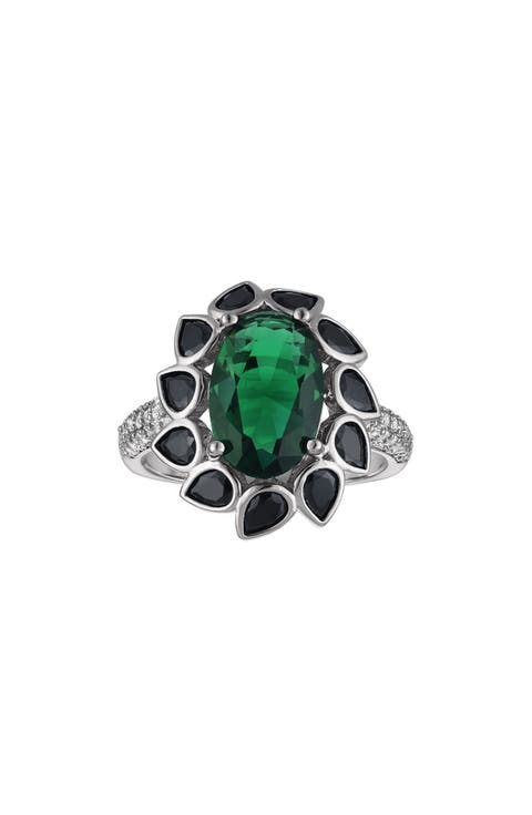 Emerald and Black Spinel Statement Ring