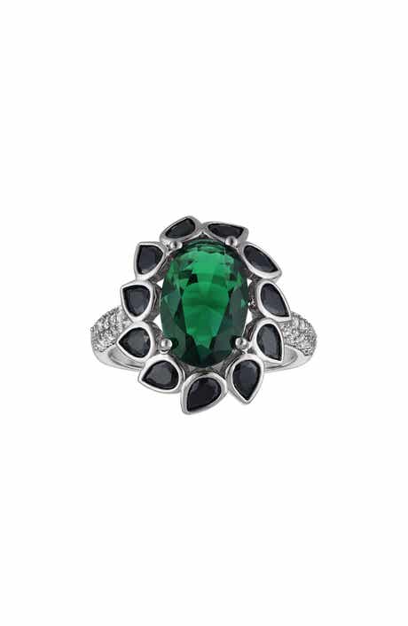 Emerald and Black Spinel Statement Ring