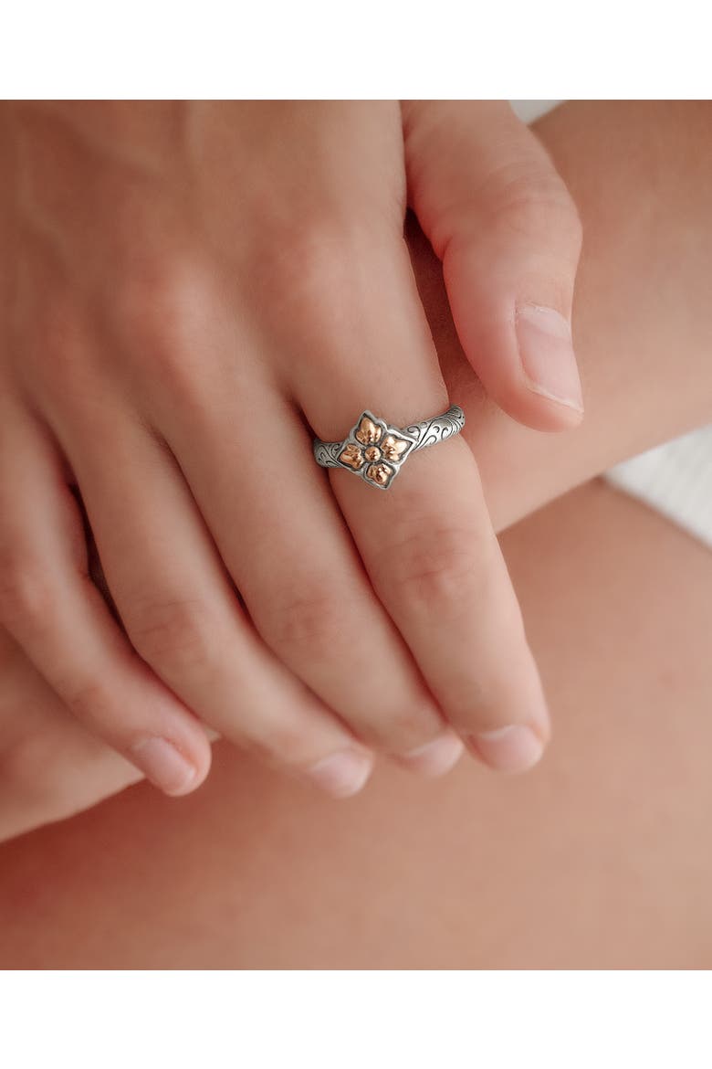 Maple Leaf Ring in Sterling Silver and 18K Gold Accents, Alternate, color, Silver