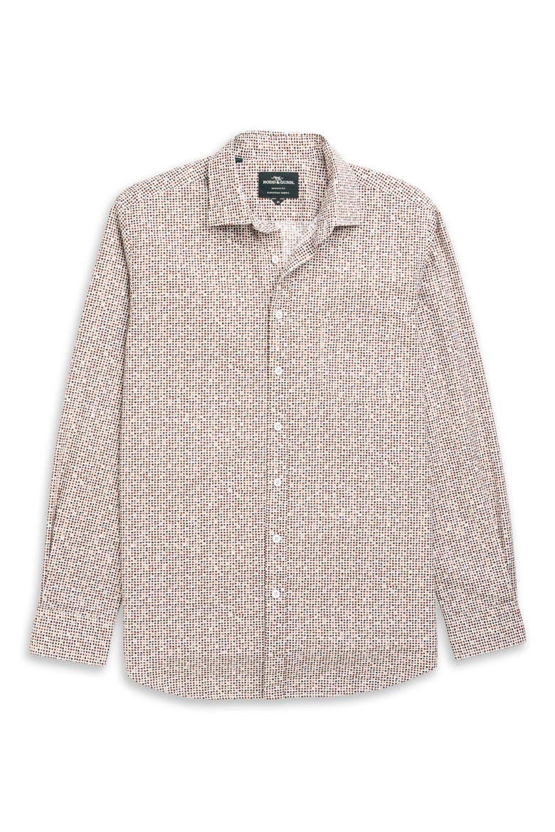 Eastborne Sports Fit Dot Print Cotton Button-Up Shirt, Alternate, color, OLIVE