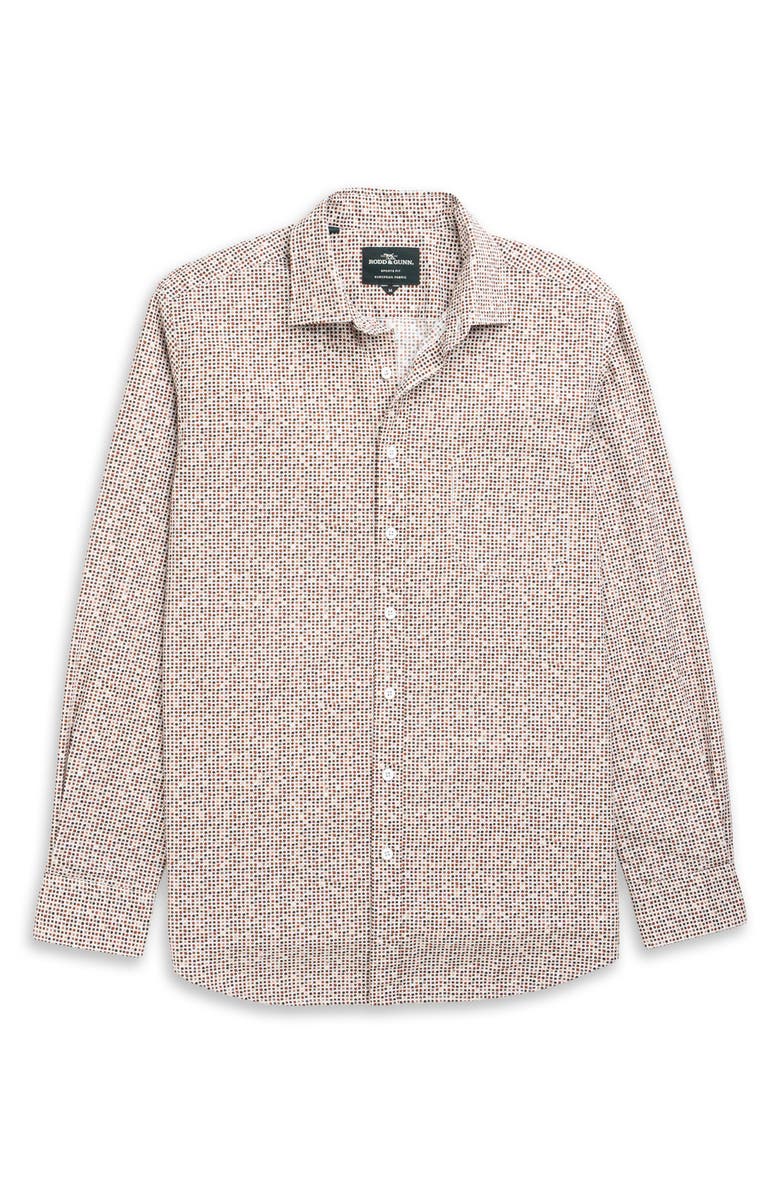 Rodd & Gunn Eastborne Sports Fit Dot Print Cotton Button-Up Shirt, Alternate, color, Olive
