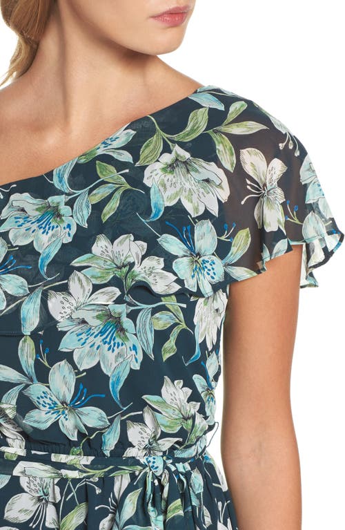Eliza J Ruffle One-shoulder Dress In Green