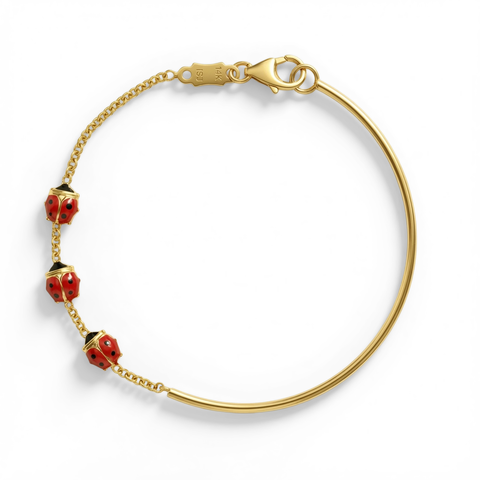 14k Enamel Ladybug Bangle