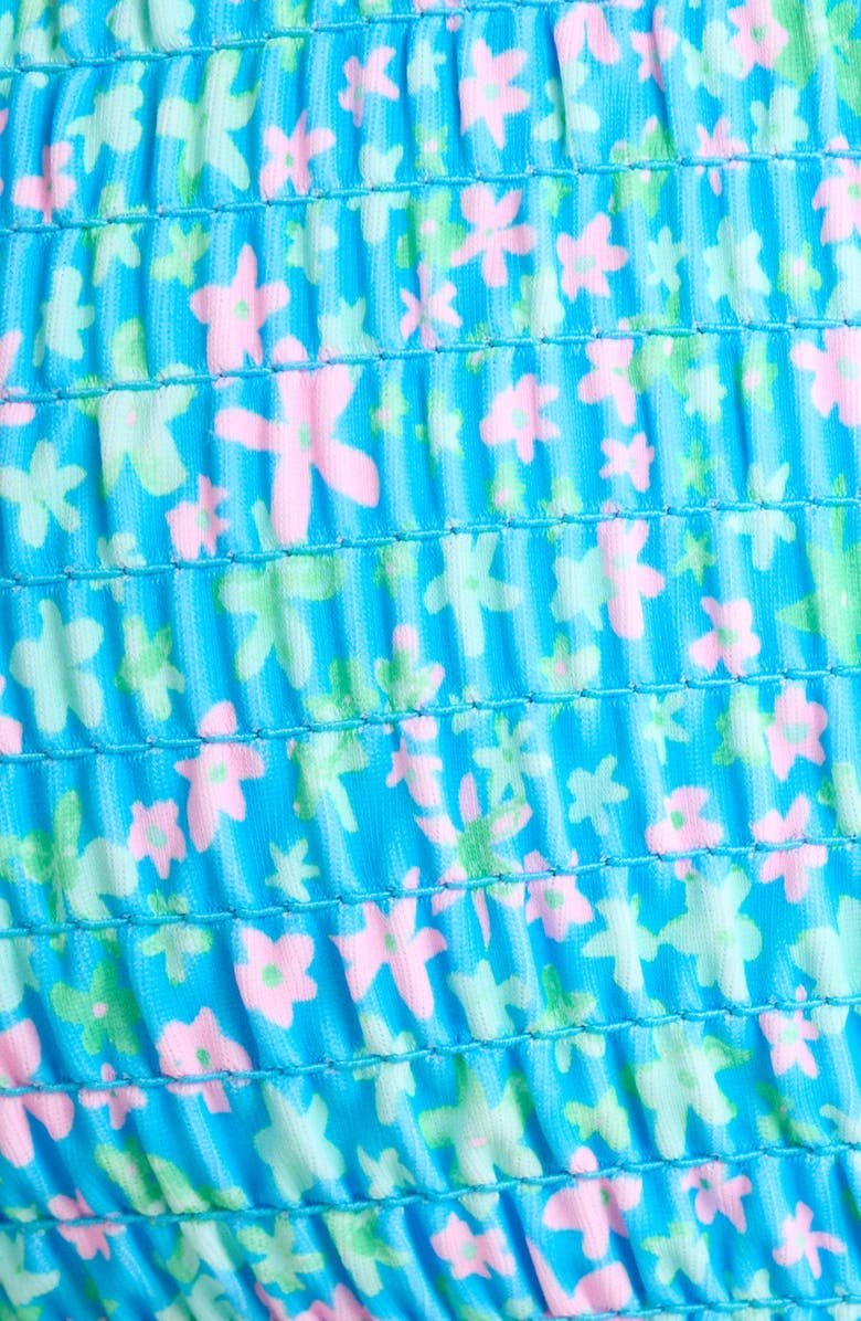 Kulani Kinis Smocked Crop Bikini Top, Alternate, color, Ocean Kisses