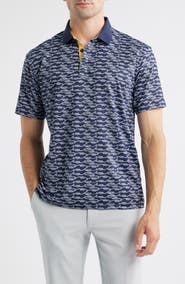 Swannies Bowline Rope Print Performance Golf Polo