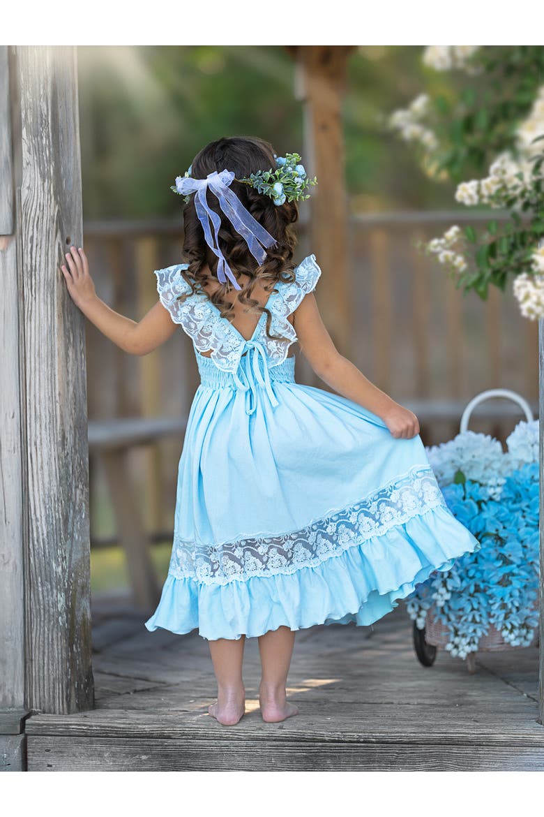 Girls Baby Blue Spring Chic Lace Maxi Dress, Alternate, color, Blue