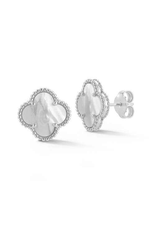 Mother-of-Pearl Clover Stud Earrings