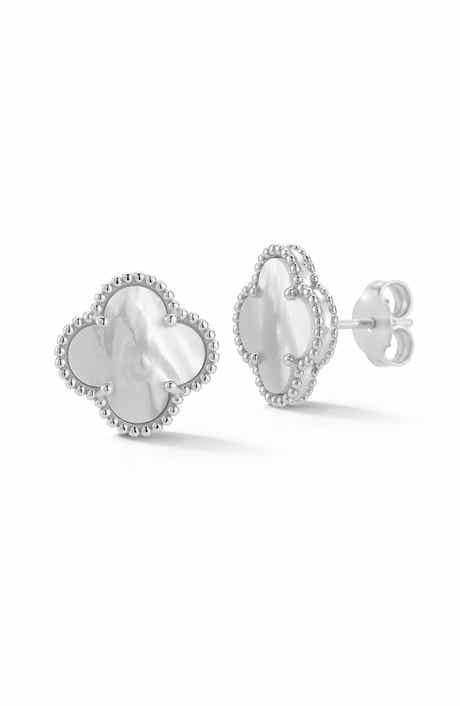 CHLOE AND MADISON Mother-of-Pearl Clover Stud Earrings
