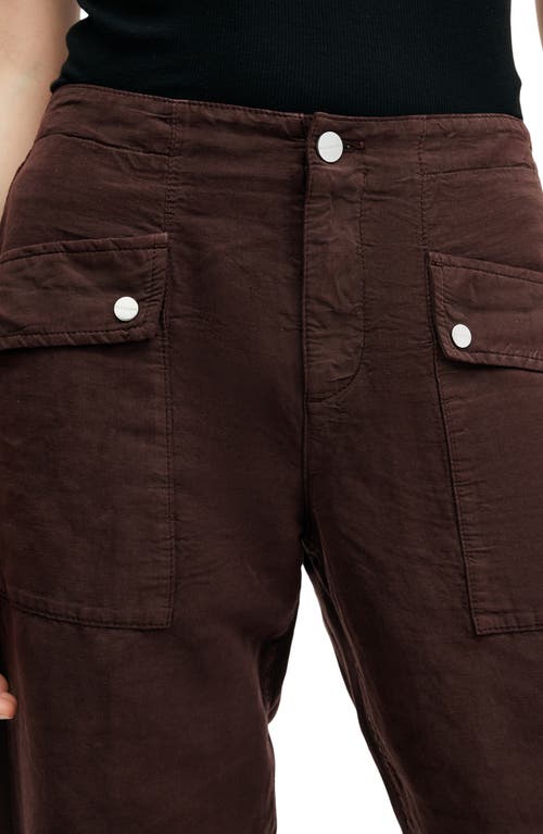 Allsaints Val Linen Blend Cargo Trousers In Dark Wine Red