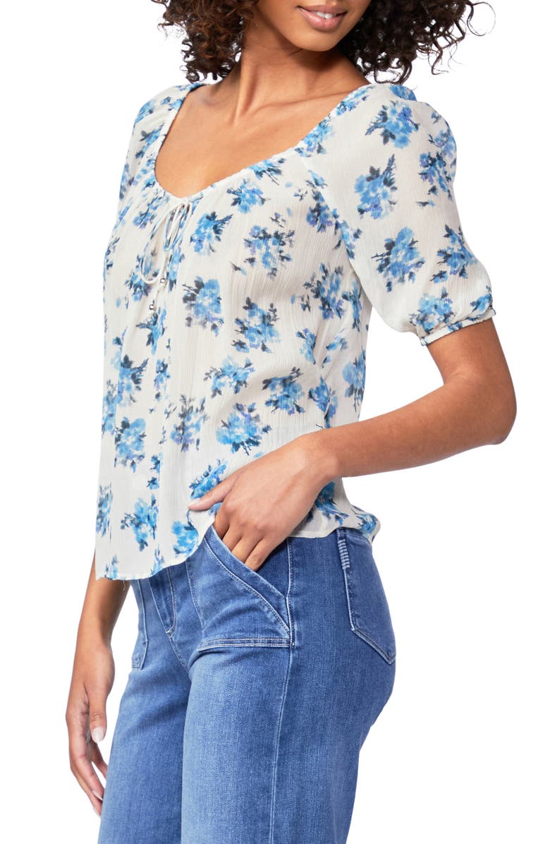 PAIGE Franciska Floral Print Silk Top, Alternate, color,
