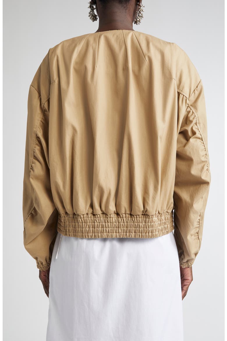 Contrast Trim Cotton Blouson Jacket, Alternate, color, BEIGE