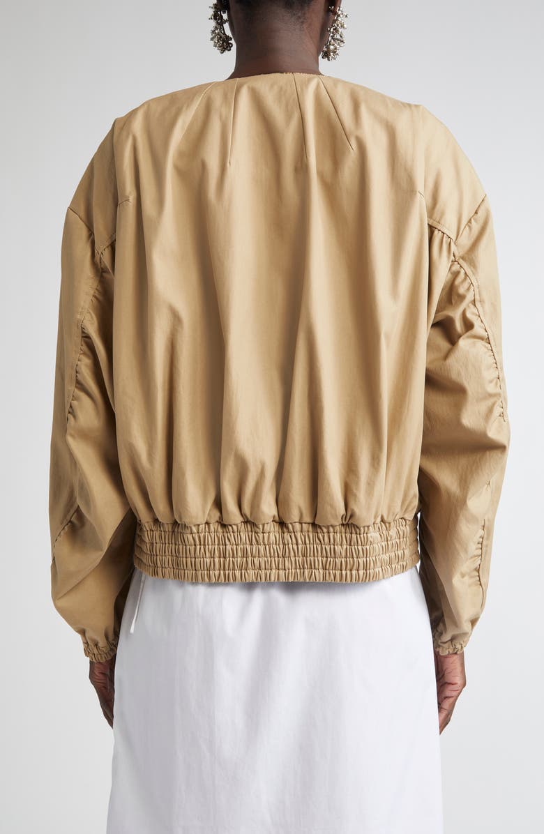 Dries Van Noten Contrast Trim Cotton Blouson Jacket, Alternate, color, Beige