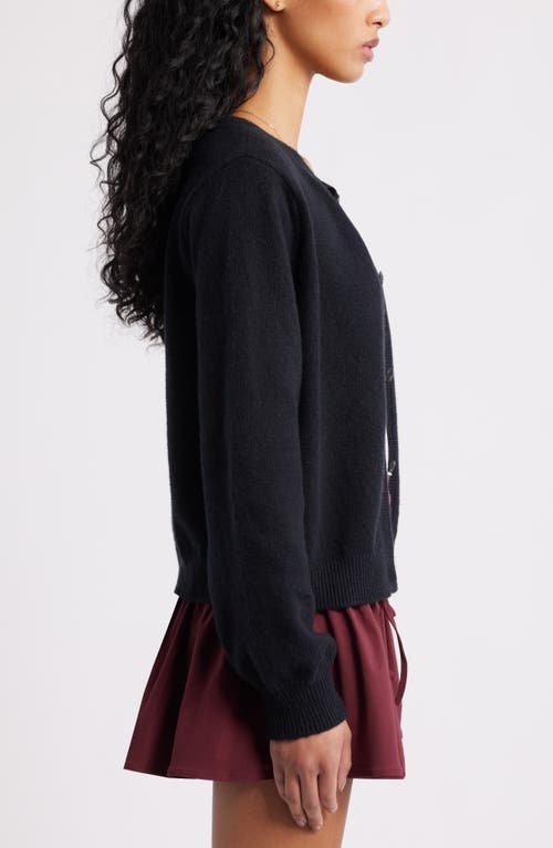 Bp. Crewneck Cotton Blend Cardigan In Black