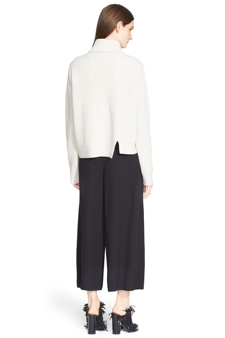 Ribbed Wool & Cashmere Turtleneck Sweater, Alternate, color, OFF WHITE