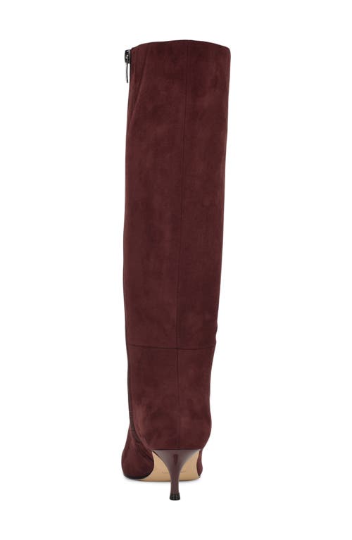 Nine West Havier Knee High Kitten Heel Boot In Burgundy