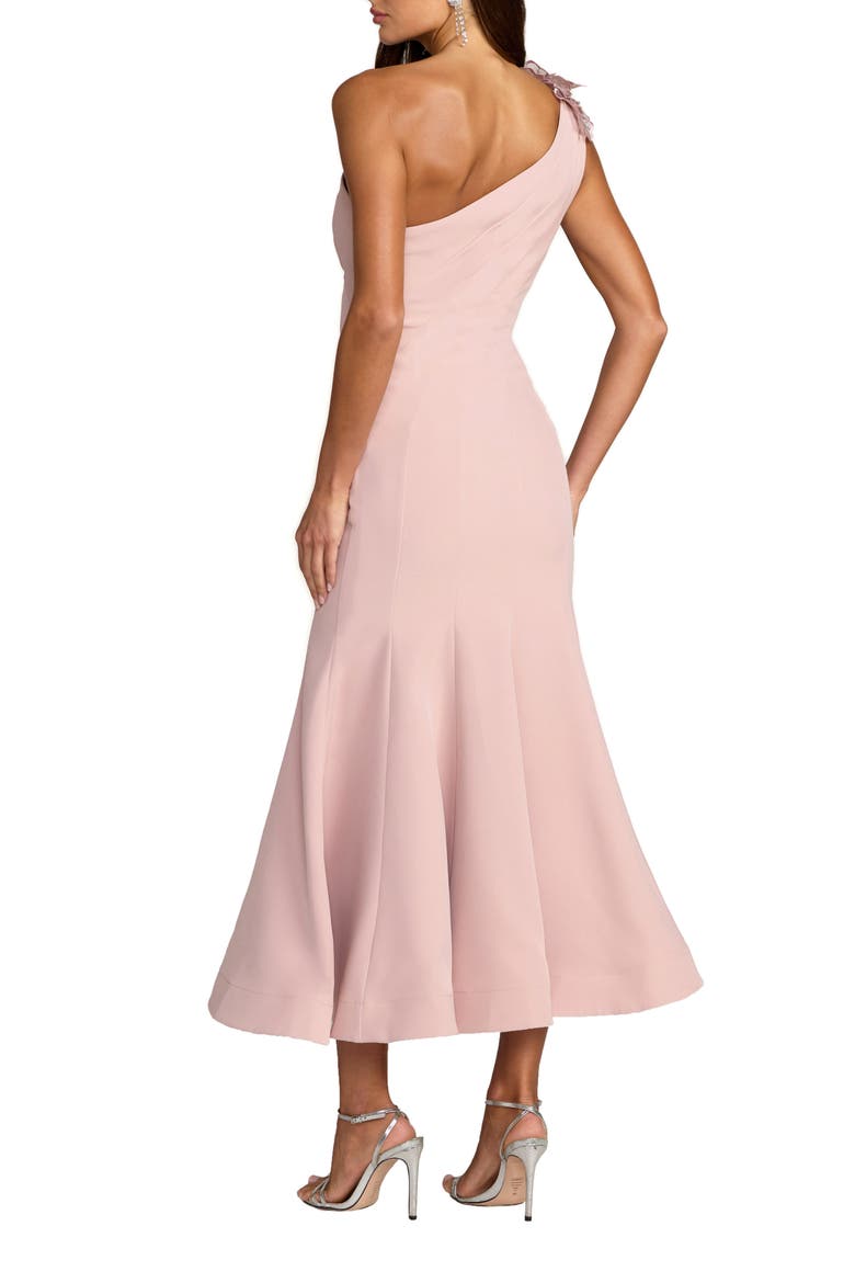 Women's One Shoulder Crepe Trumpet Midi Dress, Alternate, color, Rose