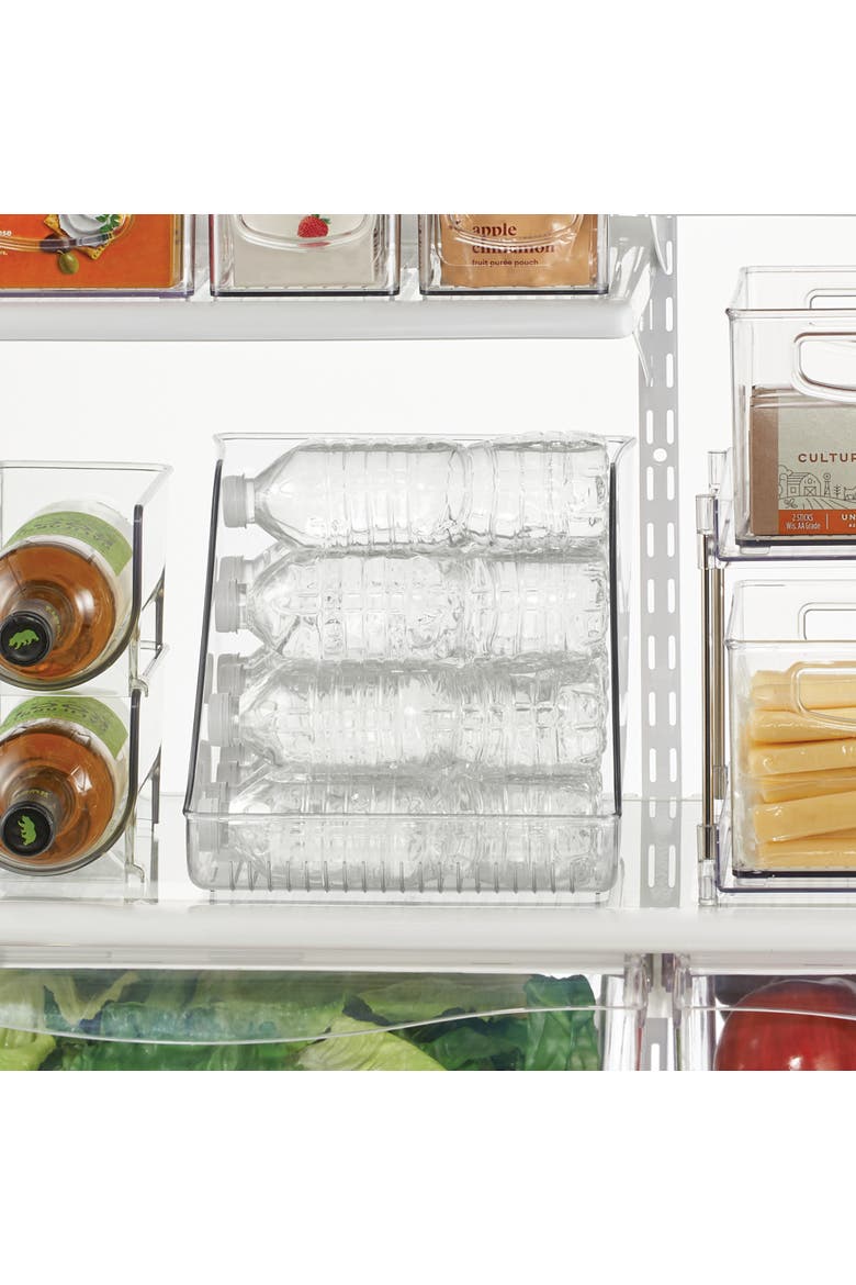 Plastic Water Bottle Organizer for Fridge Clear Bottle Holder for Kitchen and Pantry 4-Pack, Alternate, color, Clear