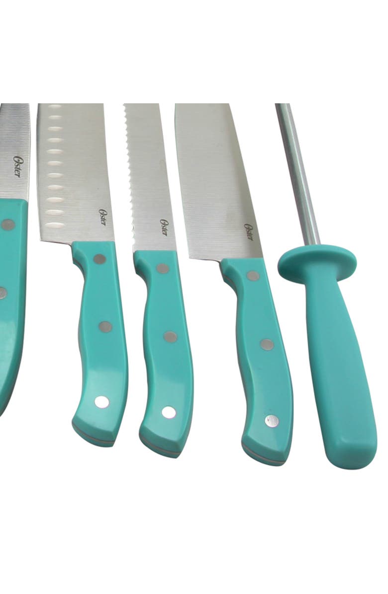 OSTER Evansville 14 Piece Stainless Steel Blade Cutlery Set with Plastic Handles, Alternate, color, Blue