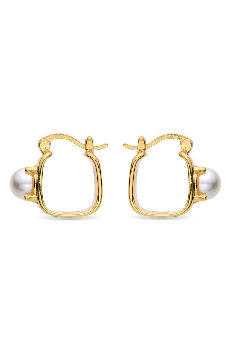 EYE CANDY LOS ANGELES Valentine Imitation Pearl Huggie Hoop Earrings, Alternate, color, Gold