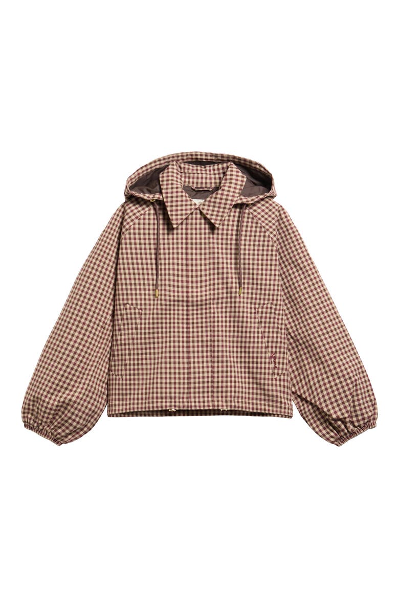 Audrey Gingham Showerproof Jacket, Main, color, CRANBERRY/ BROWN GINGHAM