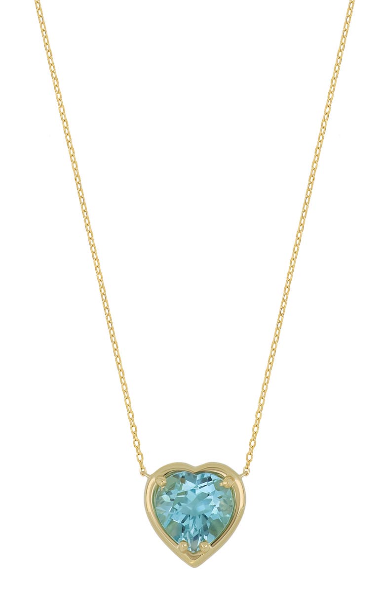 Bony Levy 14K Gold Blue Topaz Heart Pendant Necklace, Main, color, 14K Yellow Gold