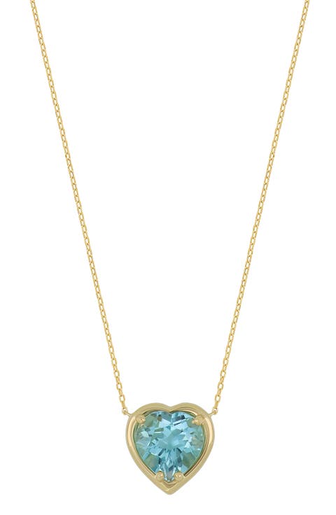 14K Gold Blue Topaz Heart Pendant Necklace (Nordstrom Exclusive)