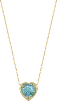 Bony Levy 14K Gold Blue Topaz Heart Pendant Necklace