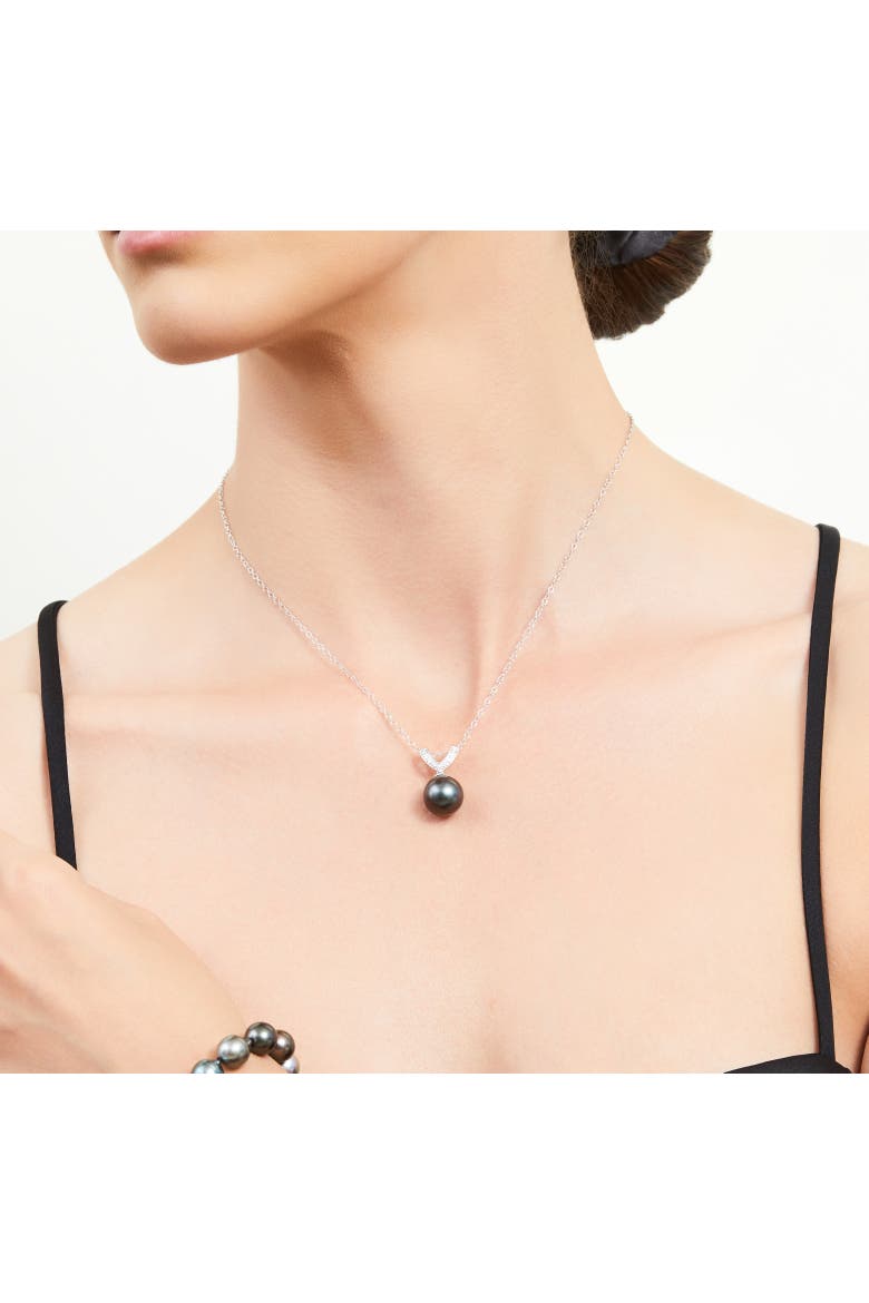 Tahitian South Sea Pearl & Diamond Belissima Pendant, Alternate, color, White Gold