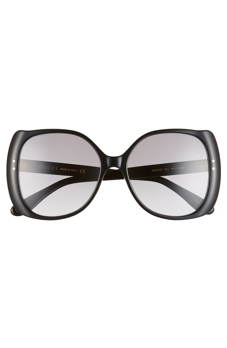 Gucci 56mm Gradient Butterfly Sunglasses, Alternate, color, 