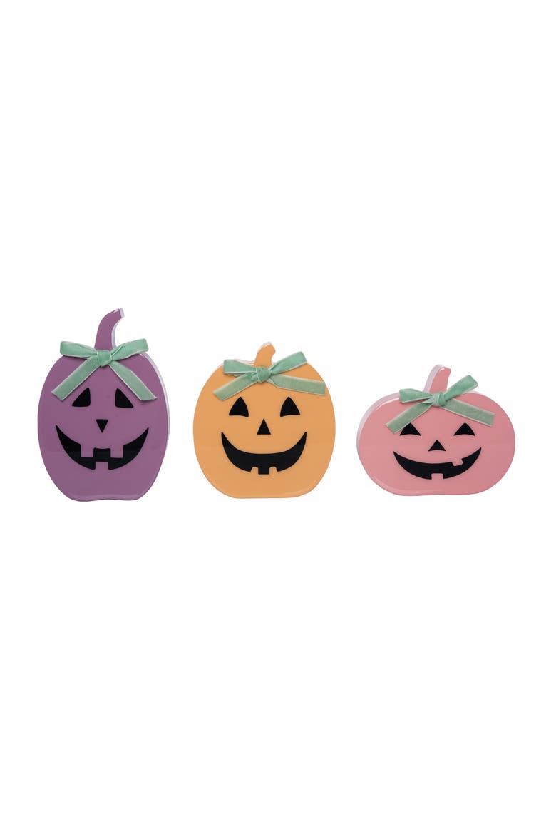 MDF Epoxy Jack-O-Lantern Set of 3 Decorative Sculptures, Main, color, Black