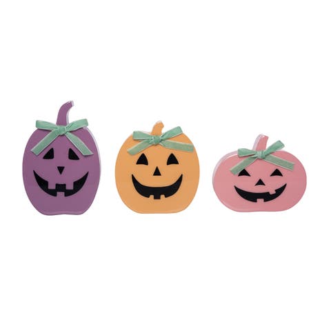 MDF Epoxy Jack-O-Lantern Set of 3 Decorative Sculptures
