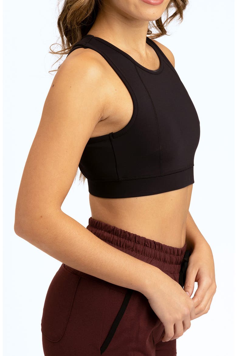 Eva Crossover Sports Bra, Alternate, color, JET BLACK