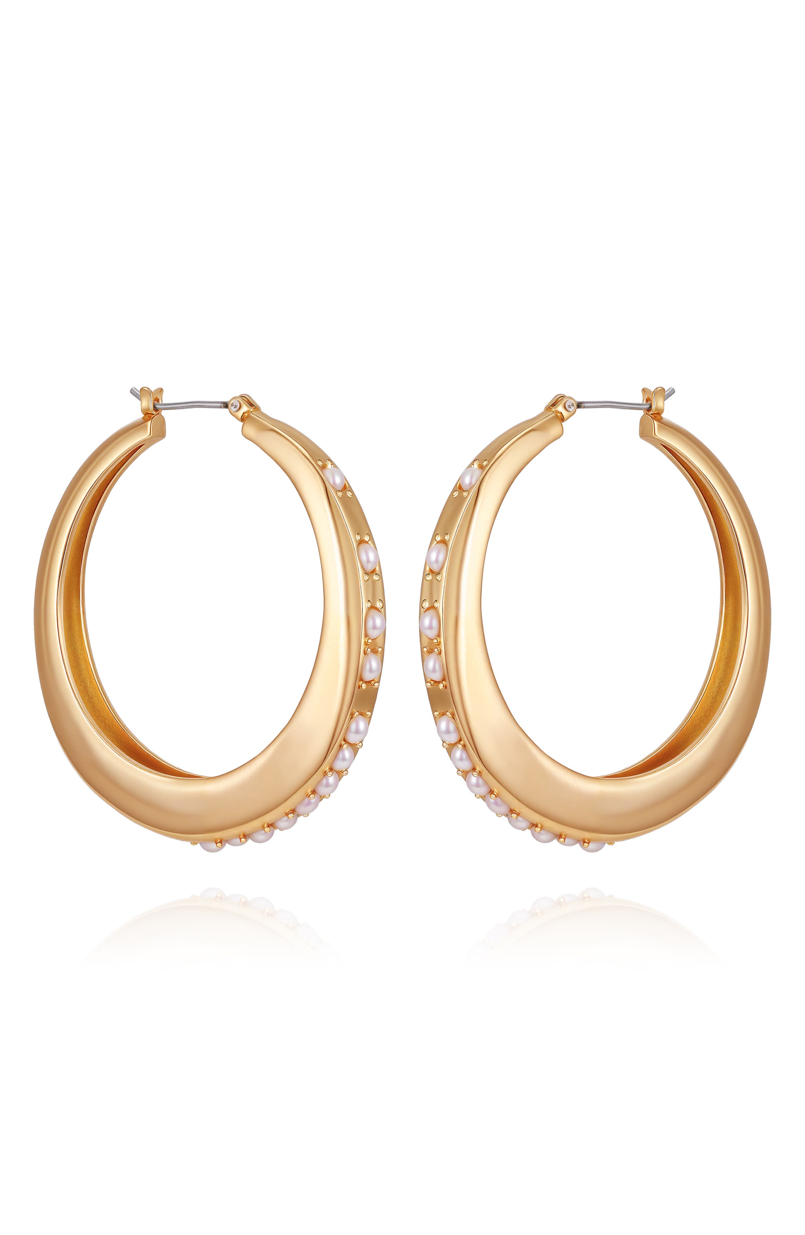 Imitation Pearl Hoop Earrings