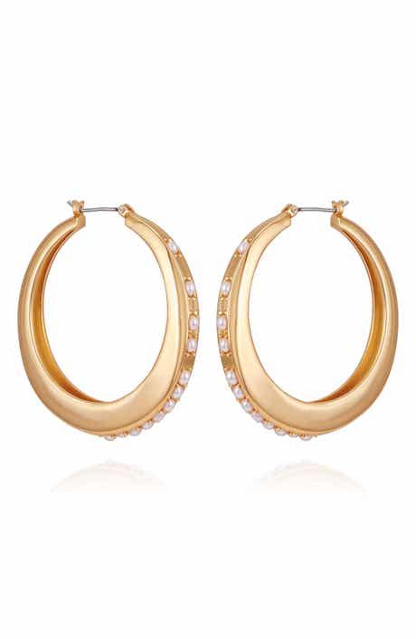 Imitation Pearl Hoop Earrings